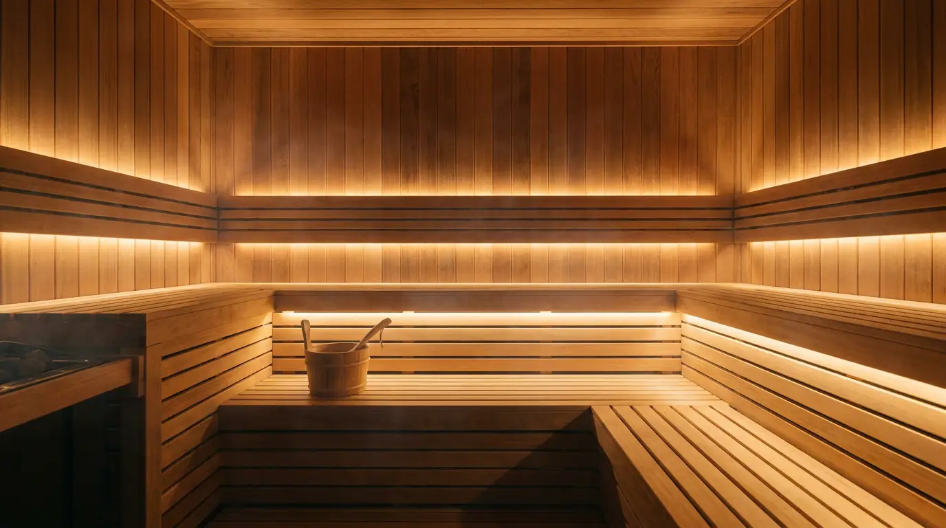 Premium backlit cedar sauna interior